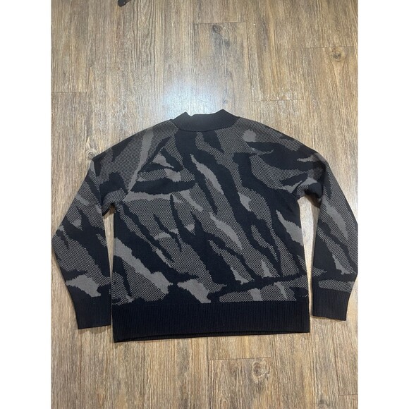 Athleta Jacquard Crew Sweater XS Camo Black And Brown Merino Wool Blend - Picture 6 of 8